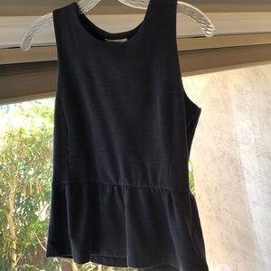 Navy Peplum Top